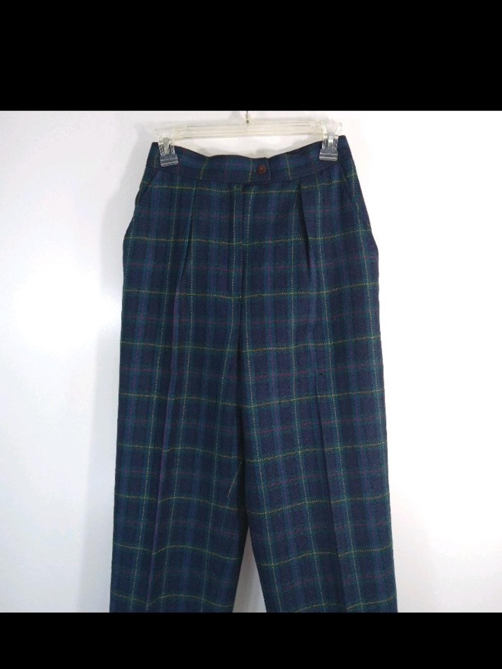 60s Evan Picone 100% Wool Tartan Plaid Pants Womens Sz 8 Lined *Holes Vtg